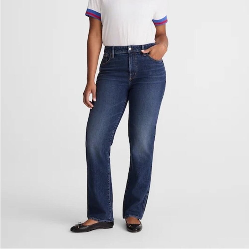 Madewell The Curvy Longline Straight Jean Midnight Waters Comfort Stretch 26 NWT